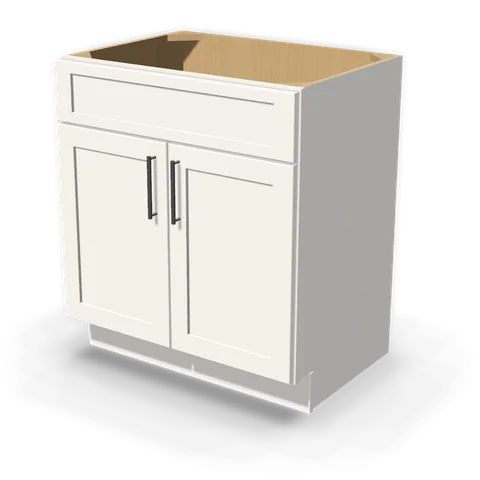 VSB3021 cabinet in Shaker White, angle view