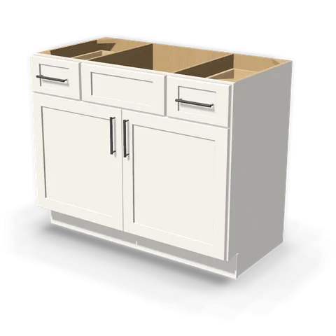 VSD4221 cabinet in Shaker White, angle view