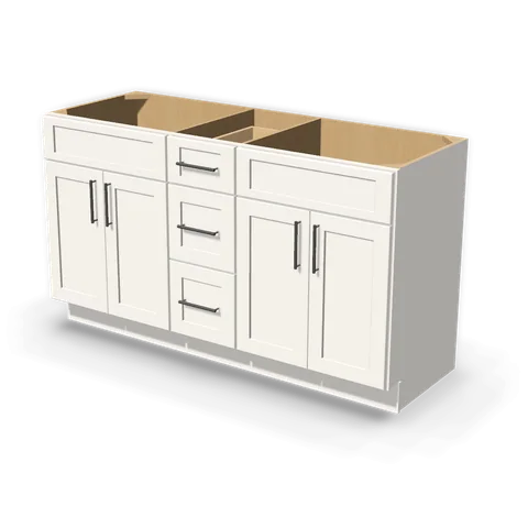 VSD6021 DOUBLE cabinet in Shaker White, angle view