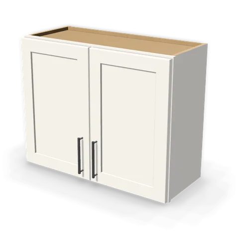 W3024 cabinet in Shaker White, angle view