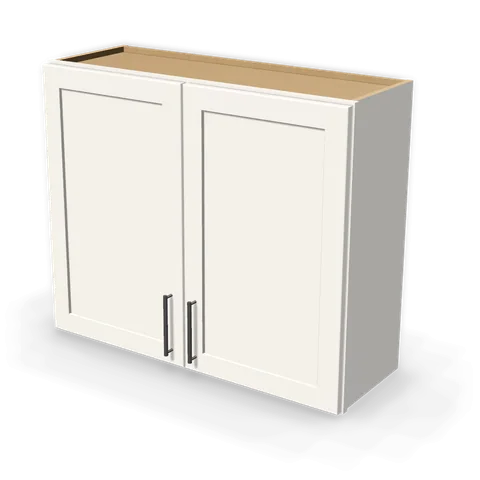 W3630 cabinet in Shaker White, angle view