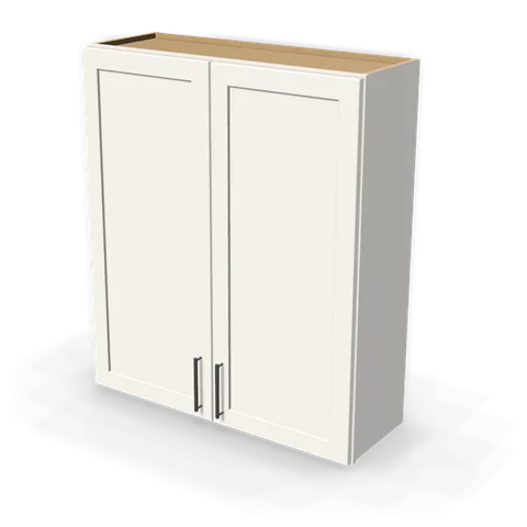 W3642 cabinet in Shaker White, angle view
