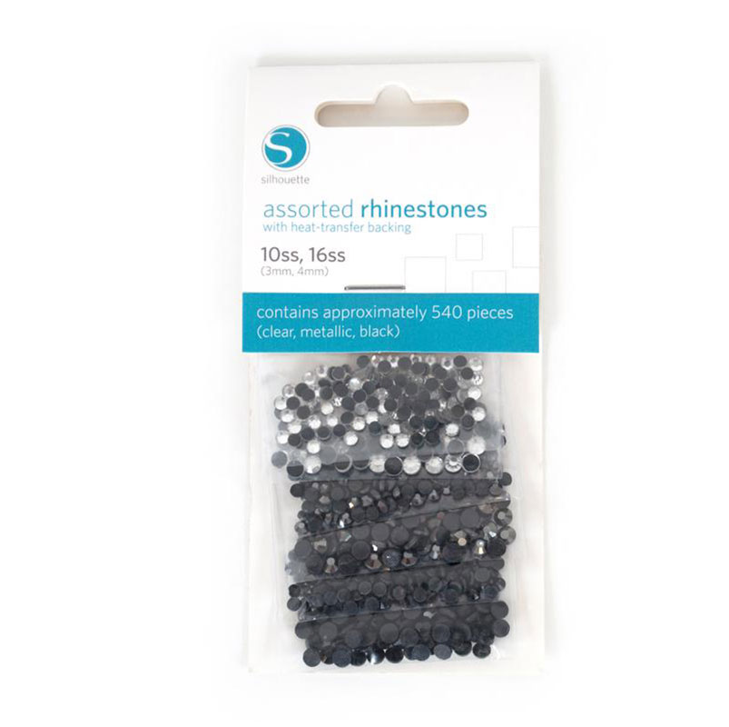 Piedras strass surtidas clear, metalizado, negro