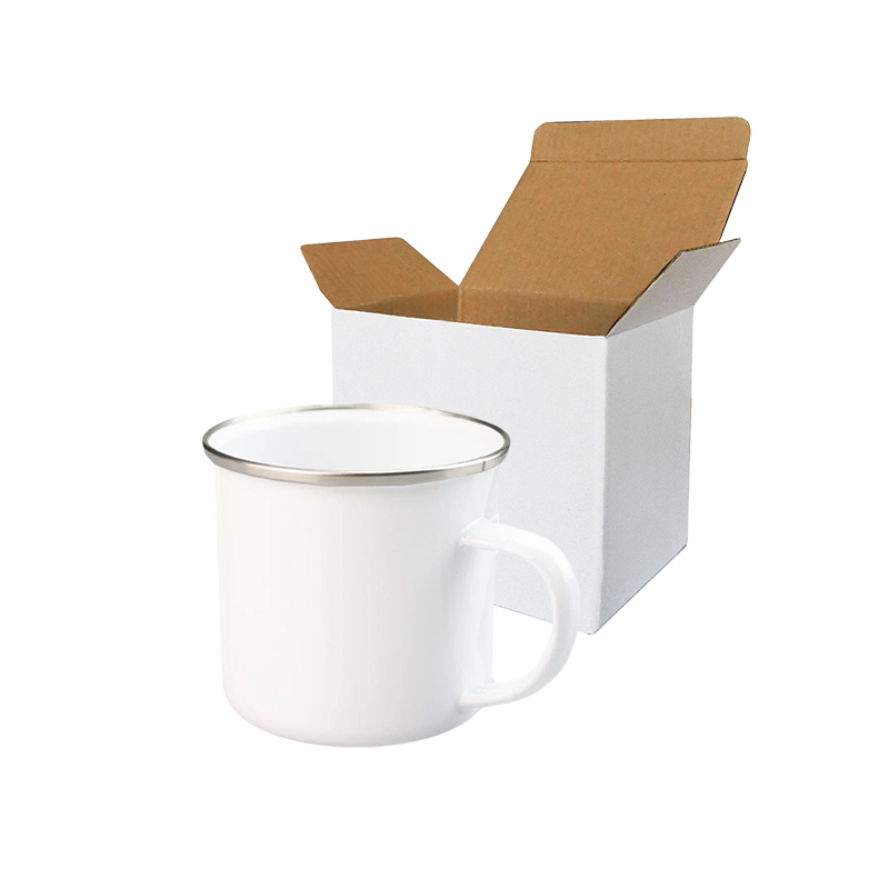 Taza metálica sublimable blanca 10oz con caja