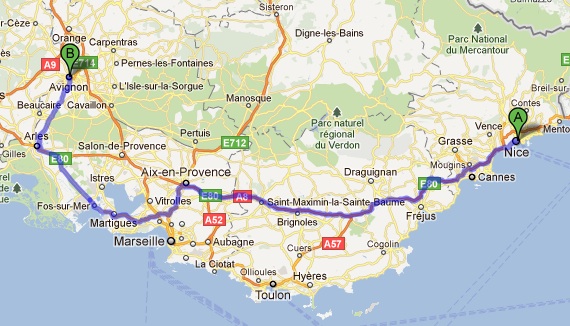 Scenic drive from Avignon to Nice in 1-day — sight