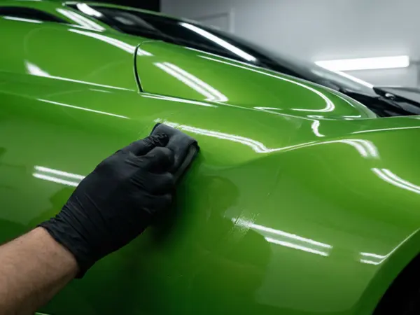 Ceramic coating applied to a sports car