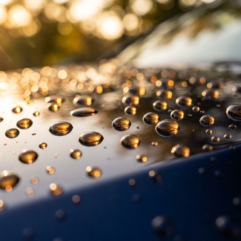 Water beading on ceramic-coated paint