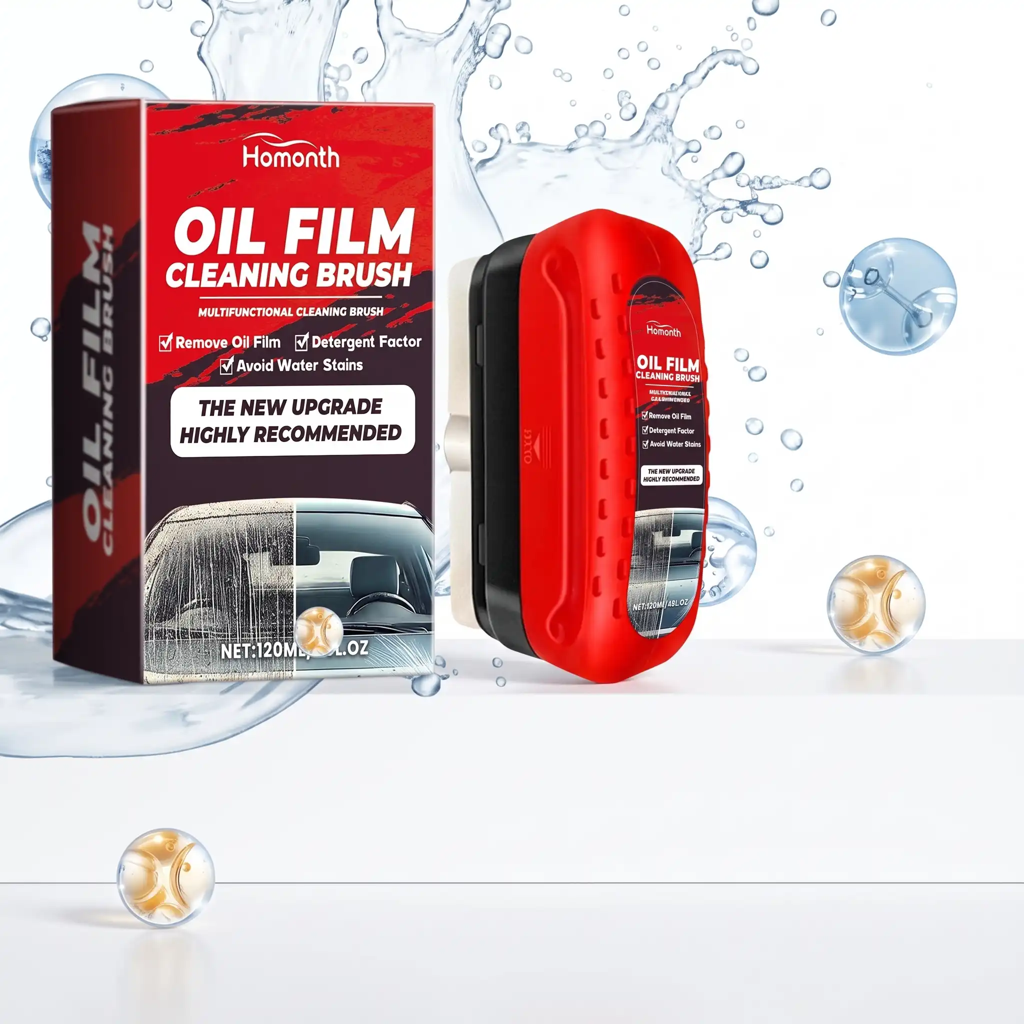 Brosse de nettoyage pour film gras automobile – Nouveau revêtement pour pare-brise et éliminateur de film gras – Solution puissante pour pare-brise avant améliorant la clarté et la visibilité