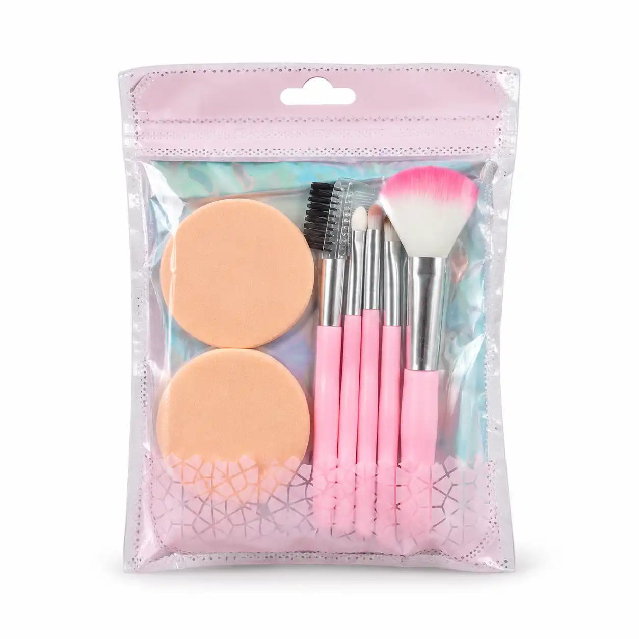 Kit de Pinceaux de Maquillage avec éponges - 7 piéces