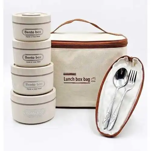 Lunch Box Isotherme 4 Pièces avec Sac – Boîtes Hermétiques + Sac Thermique