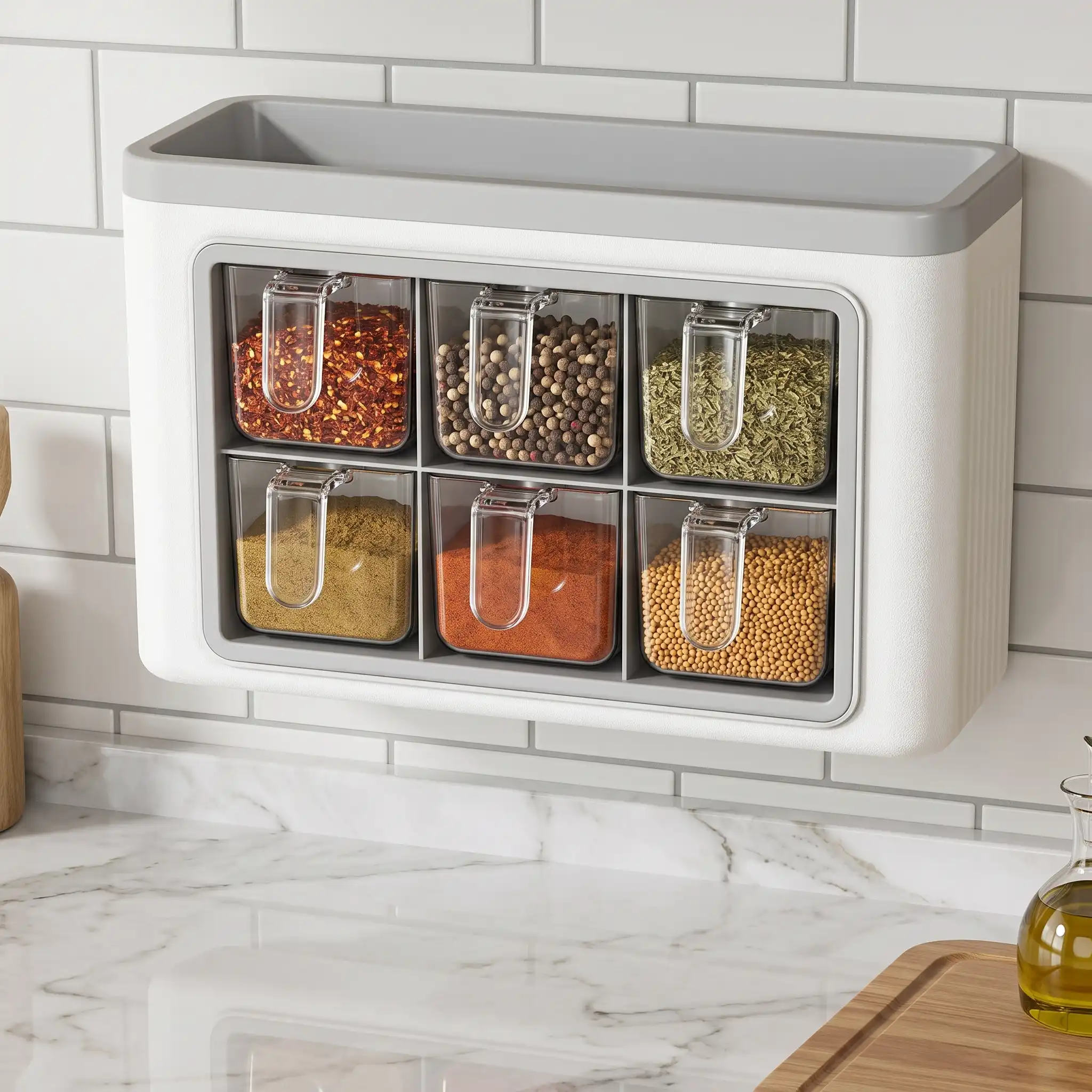 Organisateur d'Épices de Cuisine 6 Compartiments – Rangement Pratique