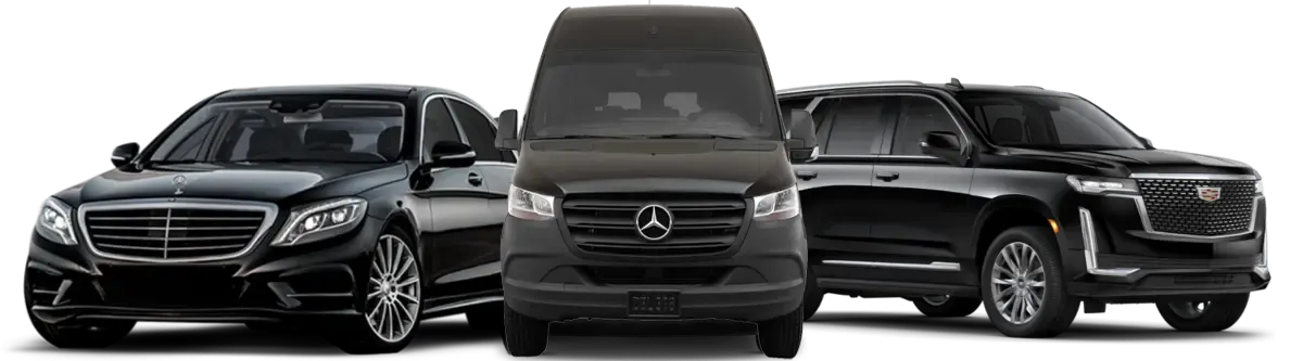 A picture of a Sedan, SUV, and sprinter from our luxurious fleet