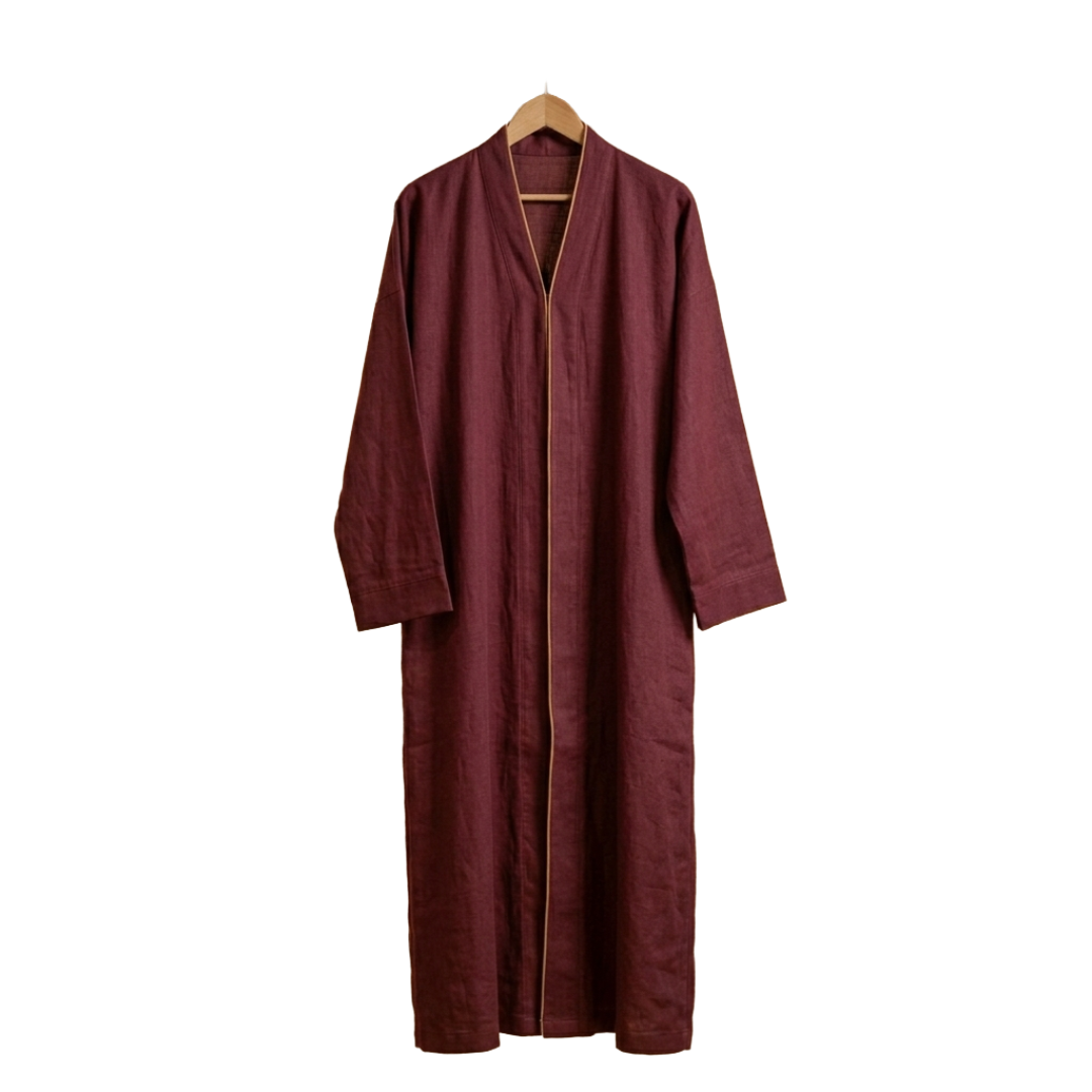 Ethereal Linen Abaya Maroon - All Size