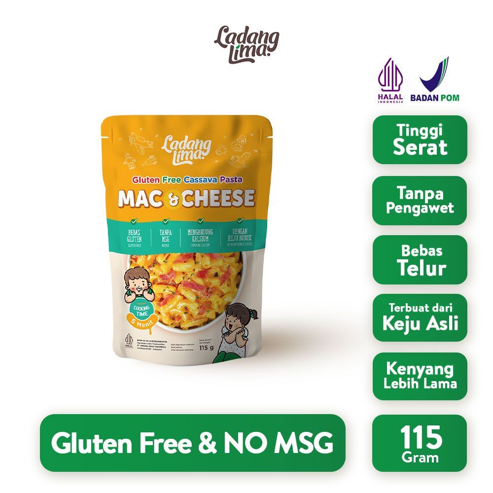Aneka Pasta Gluten Free Ladang Lima (Pasta Instan Bebas Gluten) Mac & Cheese 115g