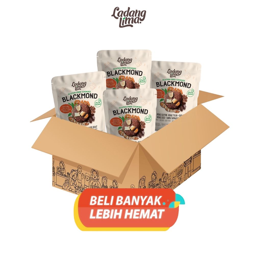 1 Karton - Blackmond Cookies Ladang Lima | Gluten Free Snack With Protein Reguler 180g