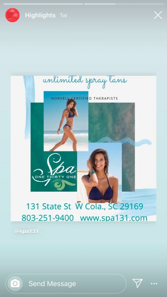 Instagram marketing for small businesses: Spa 131 highlights