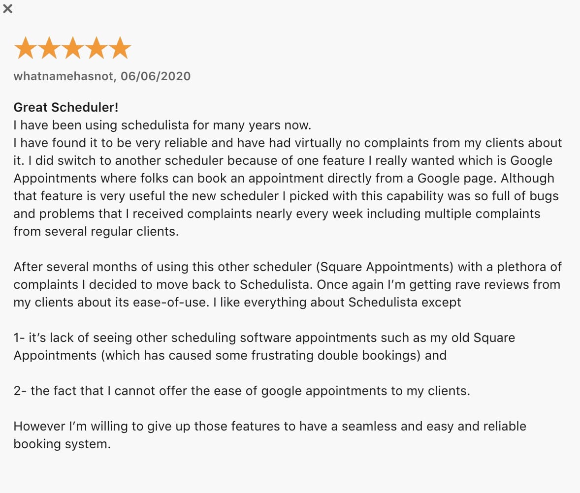Schedulista review and rating Appstore.