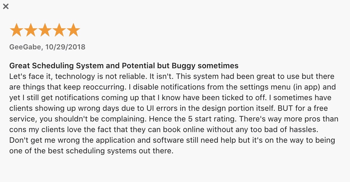 Setmore review and rating Appstore.