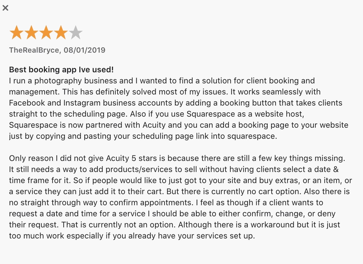 Acuity review and rating Appstore.
