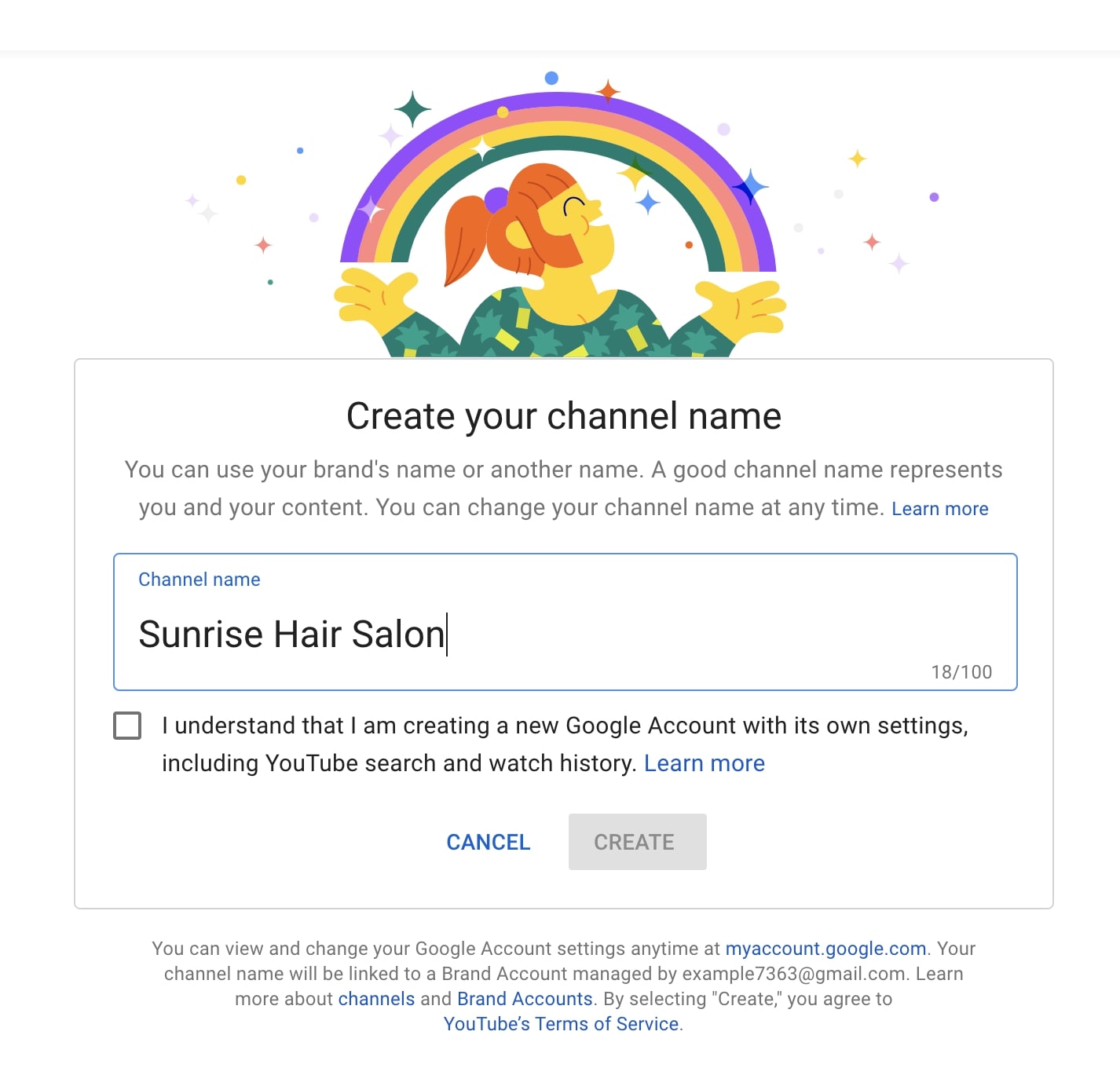 Create a name for your YouTube channel