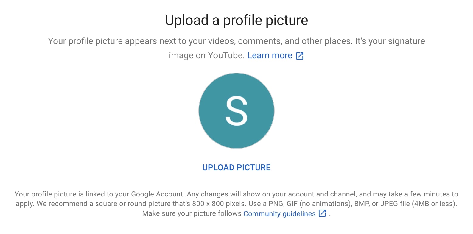 How to upload a pic YouTube channel