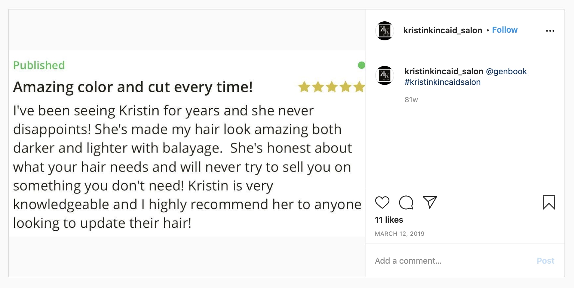 Display reviews on social