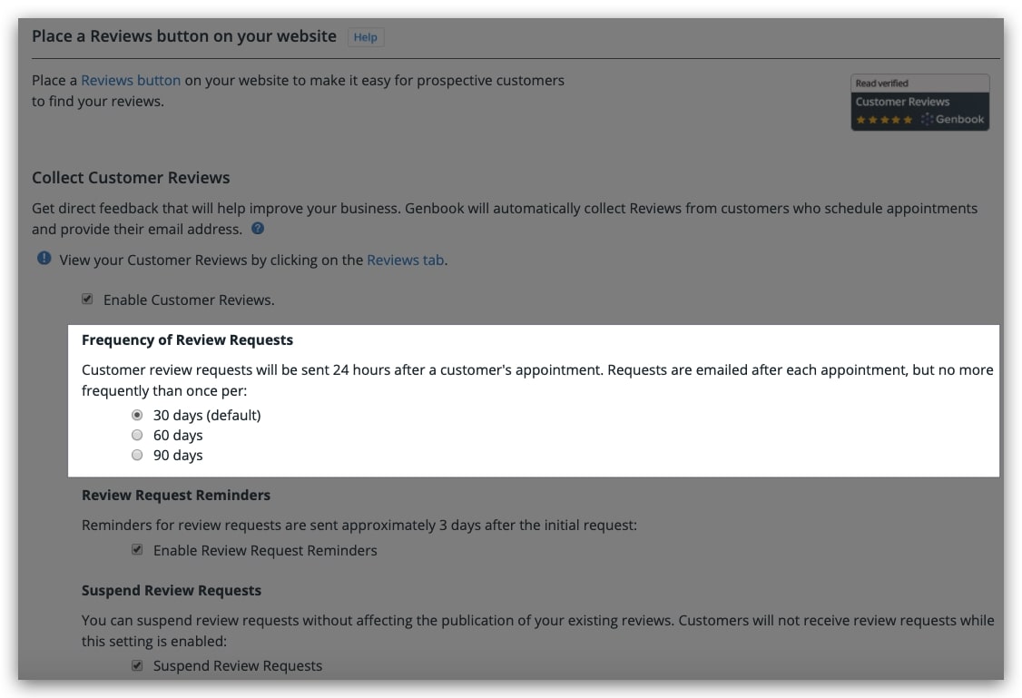Genbook request review feature