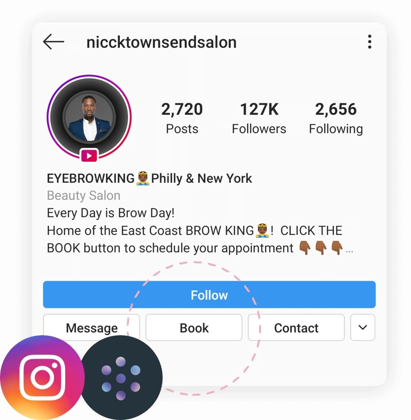 Instagram book now button