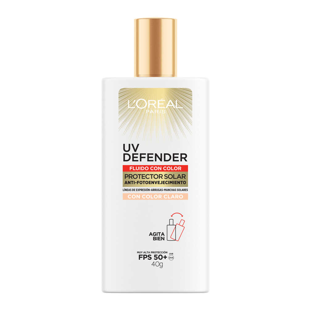 Loreal UV Defender Fluido Tono Claro Protector Solar FPS50+ x 40 gr