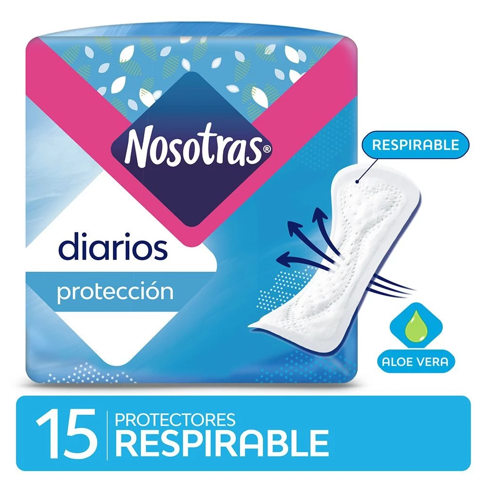 Nosotras Protector Diario Respirable Con Aloe x 15 unid