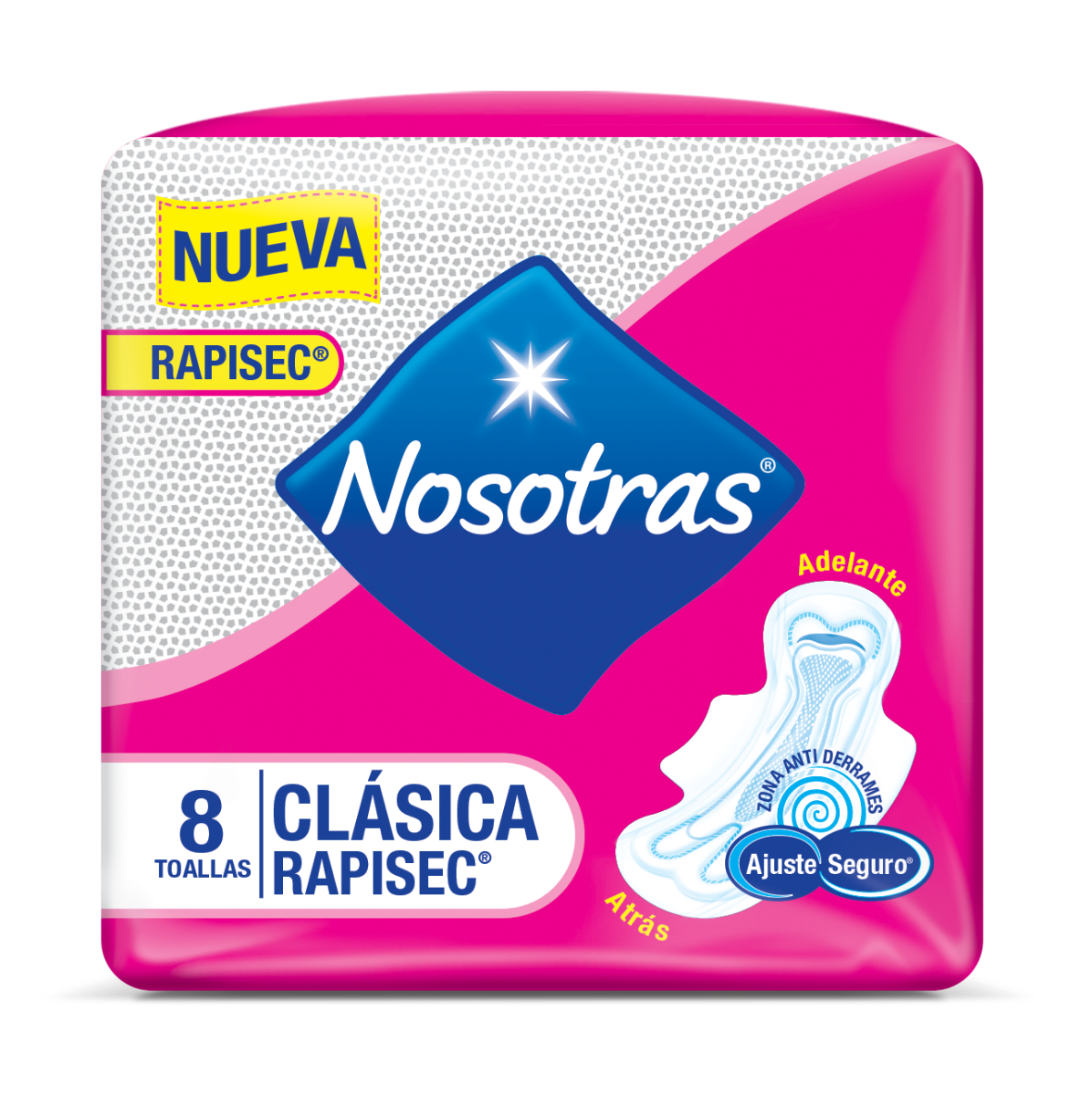 Nosotras Toallas Higienicas Clasicas Rapisec 8 unid