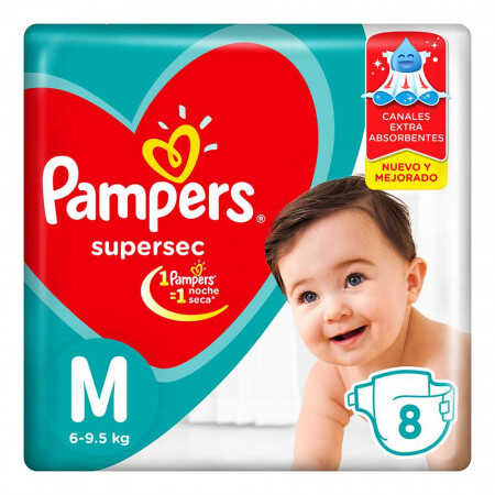 Pampers Supersec Medianos x 8 unid