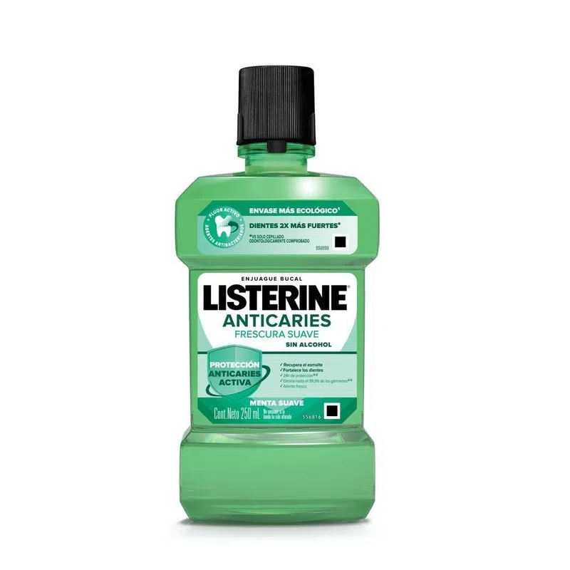 Listerine Anticaries Frescura Suave Sin Alcohol x 250 ml.