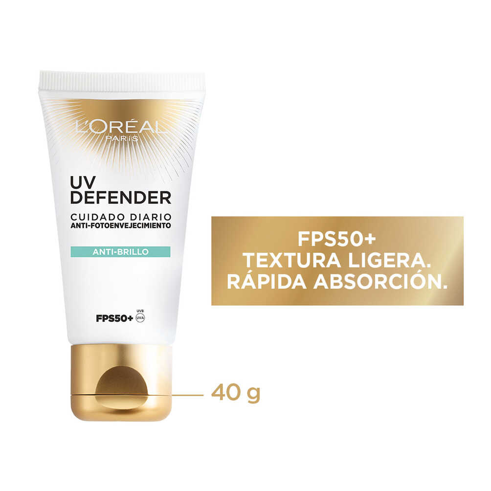 L'Oréal Paris Crema Anti Brillo Sin Color FPS50 Uv Defender x 40 gr