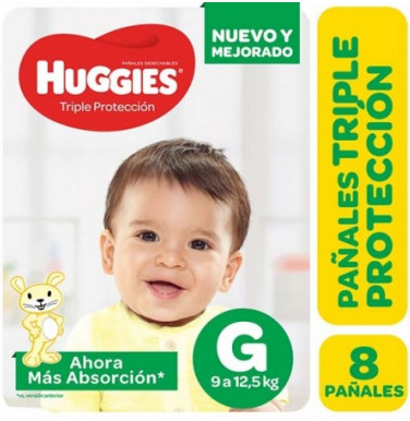 Huggies Pañales Triple Protección Grande x 8 unid