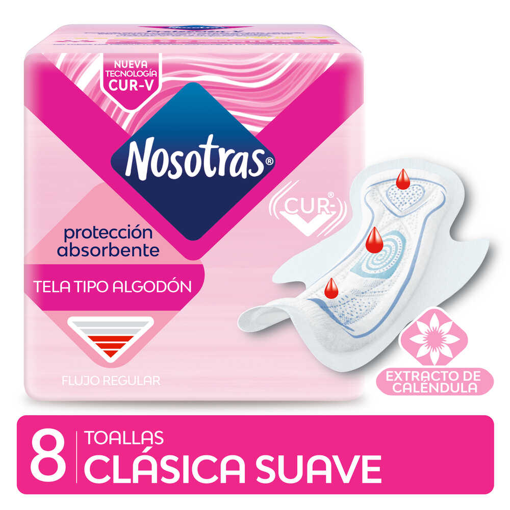 Nosotras Toallas Higienicas Clasica Calendula x 8 unid 