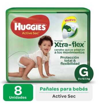 Pañales Huggies Active Sec G Regular x 8 u