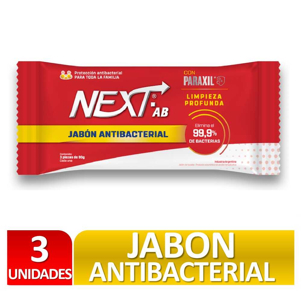 Next AB Jabón Antibacterial x 90 g x 3 un