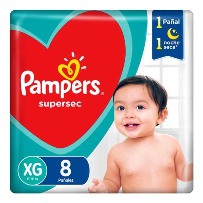 Pampers Supersec Pañales XG x 8 unid 