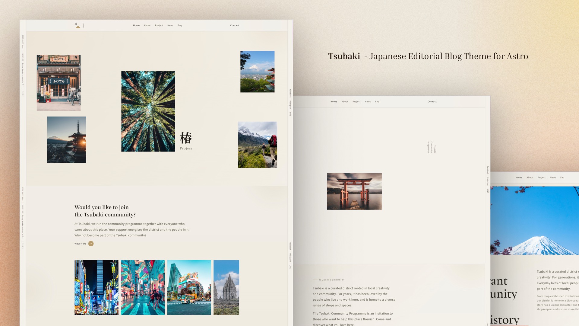 Japanese Blog Style Tsubaki (椿) — Japanese Editorial Blog Theme for Astro | Astro