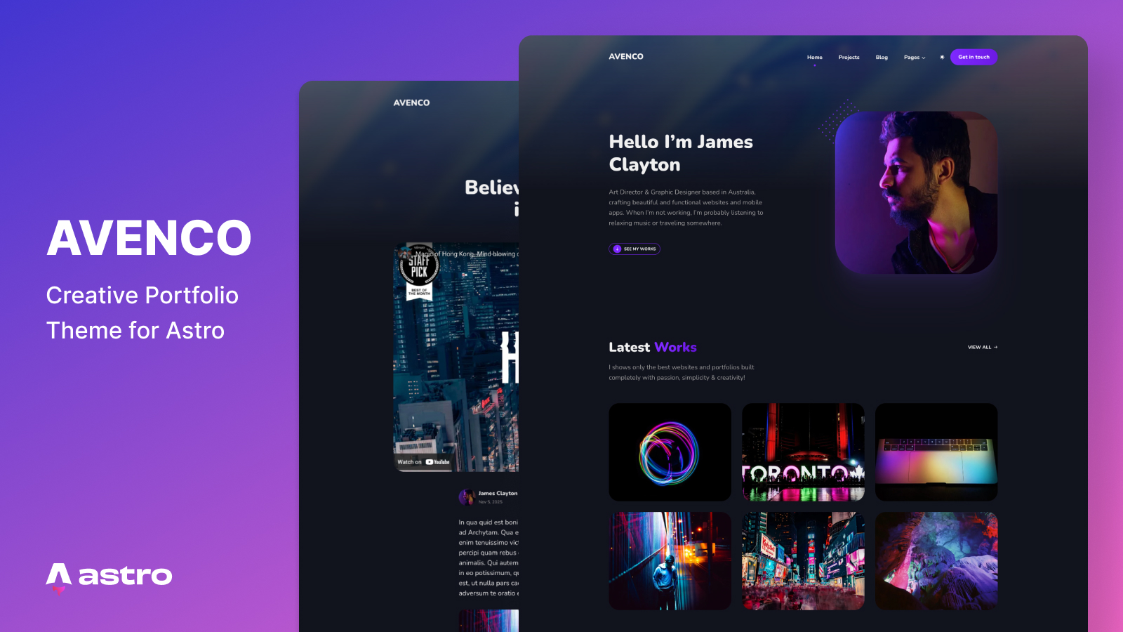Avenco – Creative Portfolio Theme for Astro | Astro