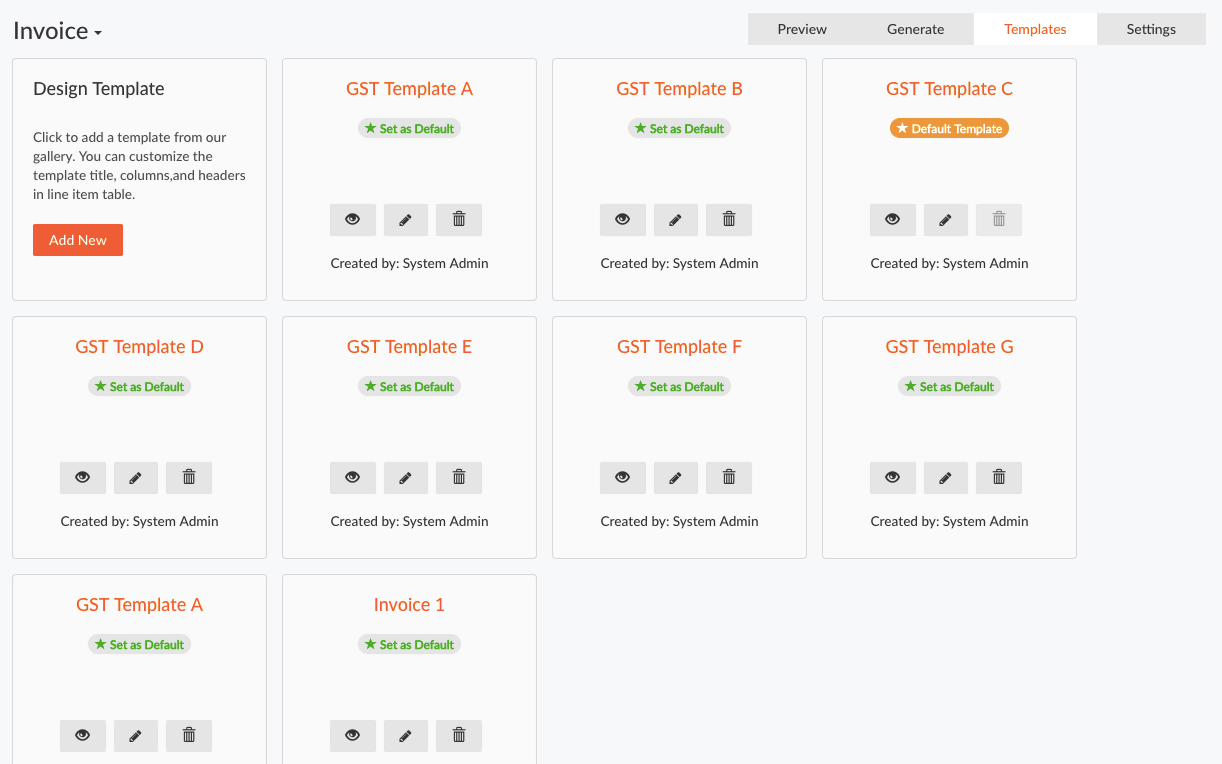 New Invoice Templates