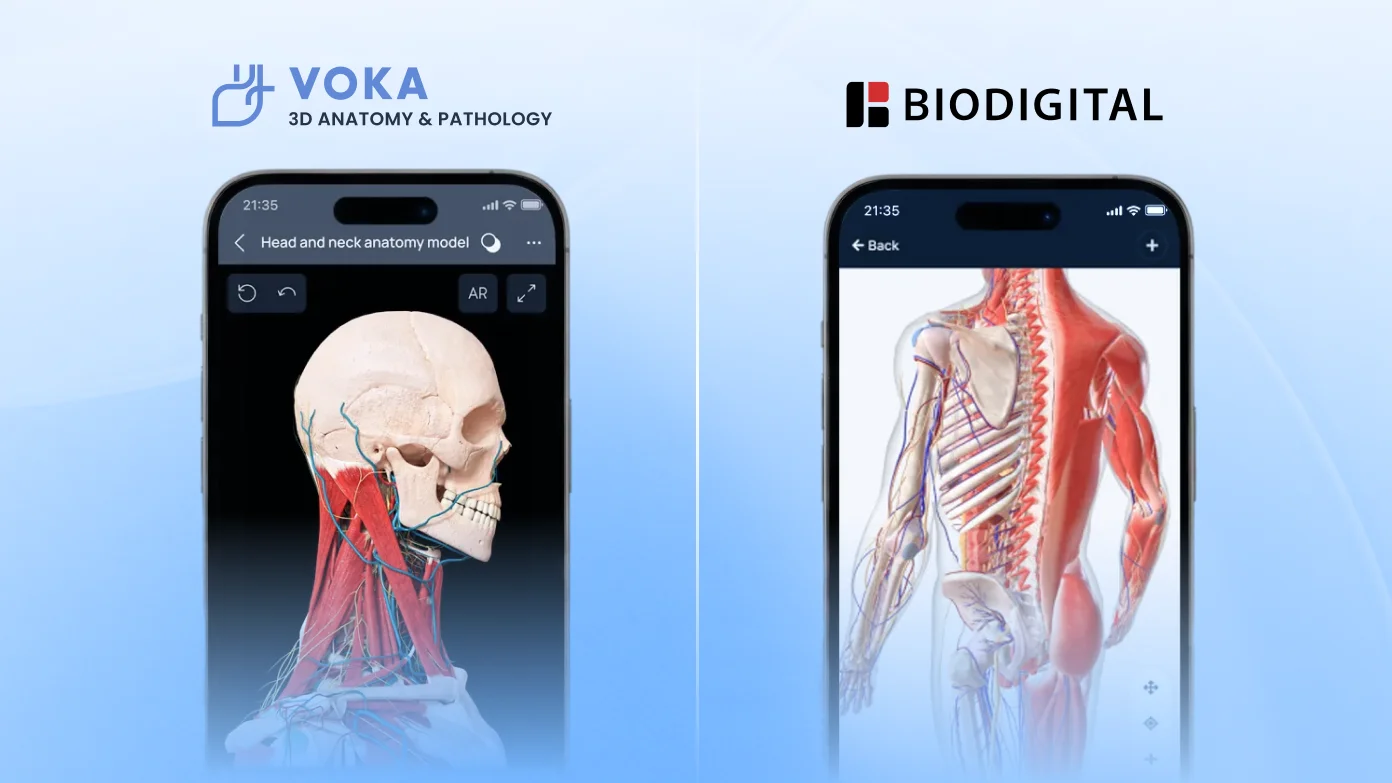 VOKA 3D Anatomy & Pathology vs BioDigital Human: features and functionality comparison
