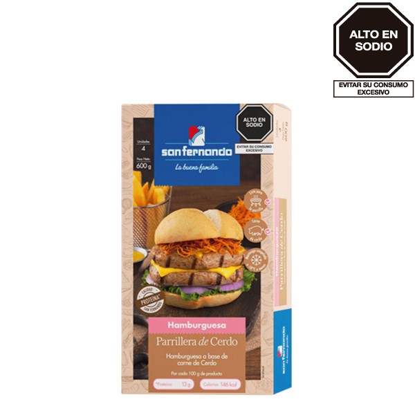 Hamburguesa parrillera de cerdo <br> x 4 und