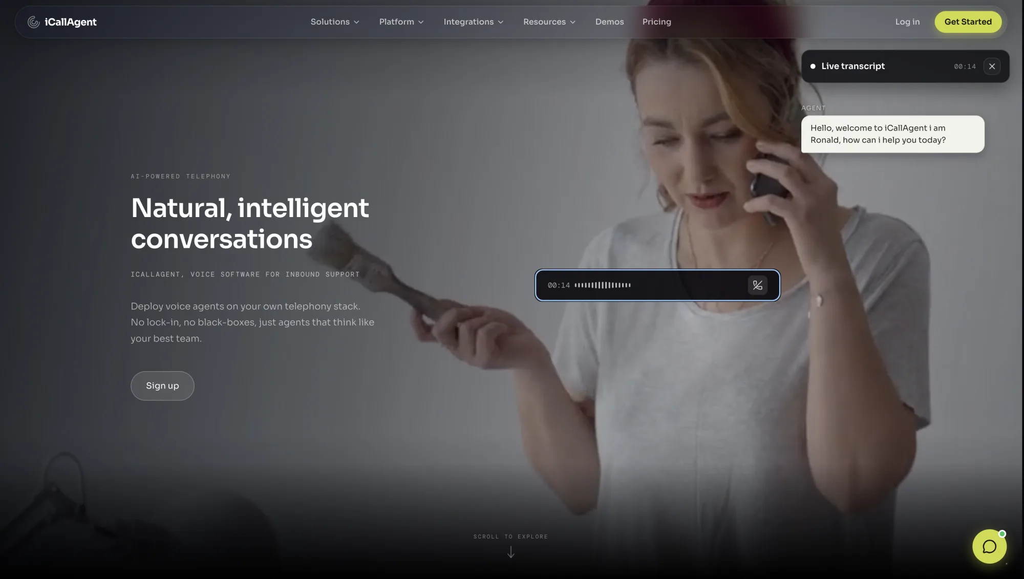 Icallagent - Live Transcript & Telemetry