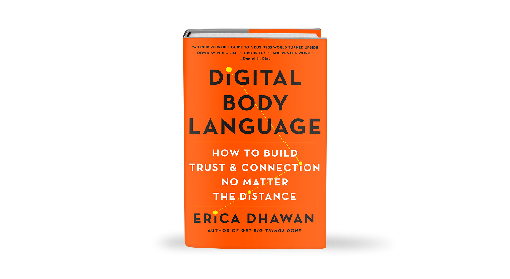 Vibrant orange cover of a book, Digital Body Language, offering tips on conducting remote interviews