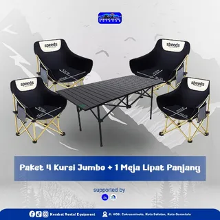 Kursi Lipat Speed Jumbo + Meja Panjang ( 4 Kursi + 1 Meja Panjang )