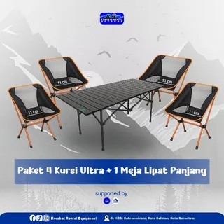 Kursi Lipat Ultralight + Meja Panjang ( 4 Kursi + 1 Meja Panjang )