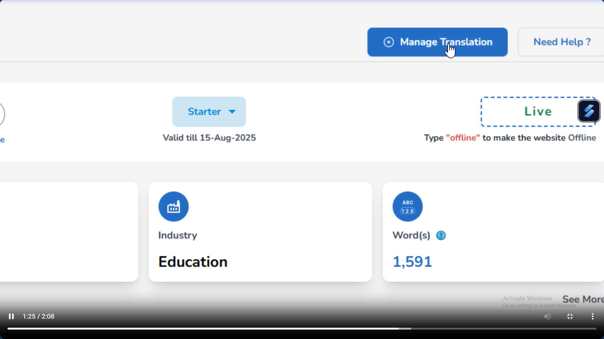 Click Manage Translation