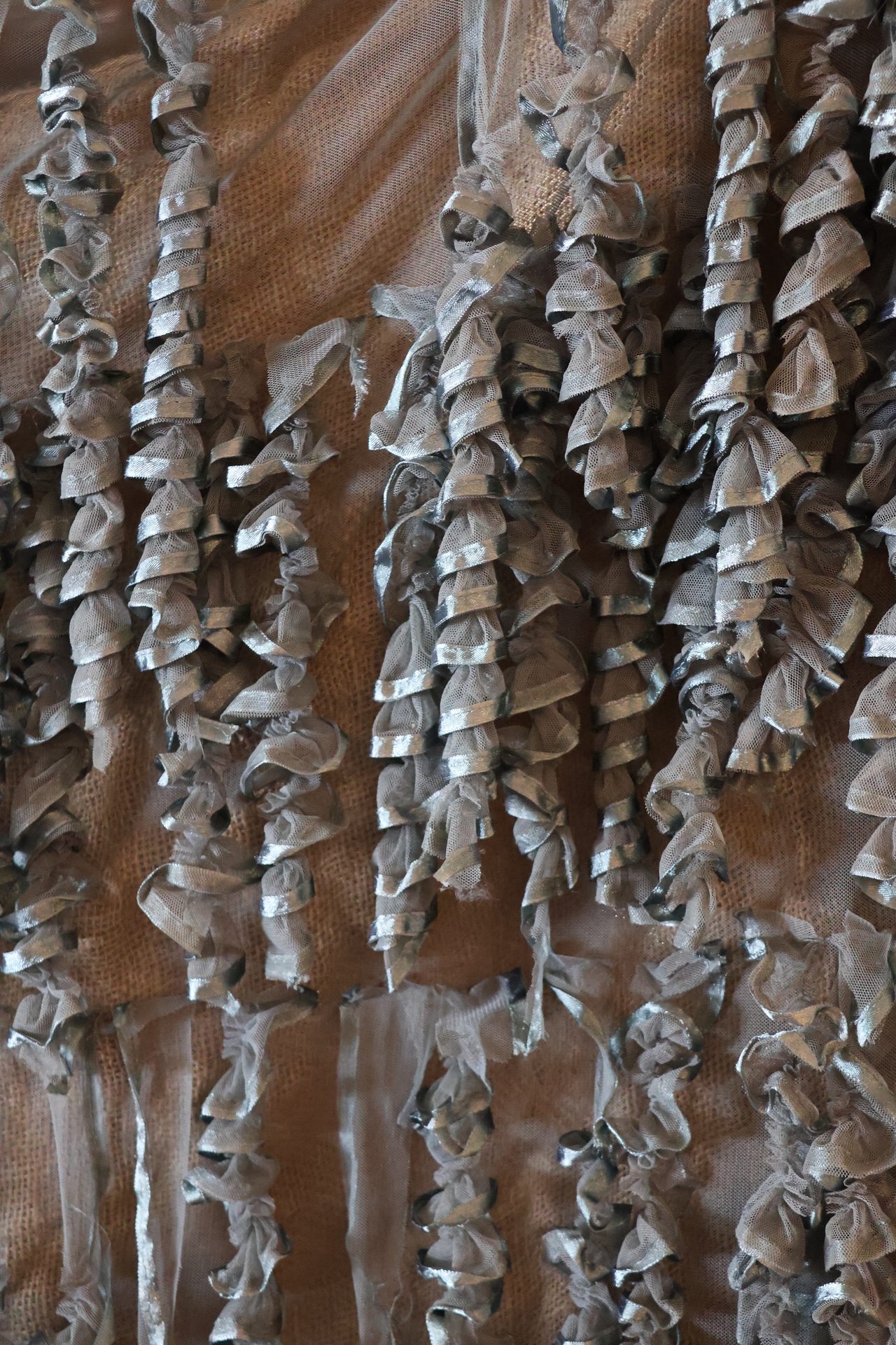 Greta fiber art — door hanging detail